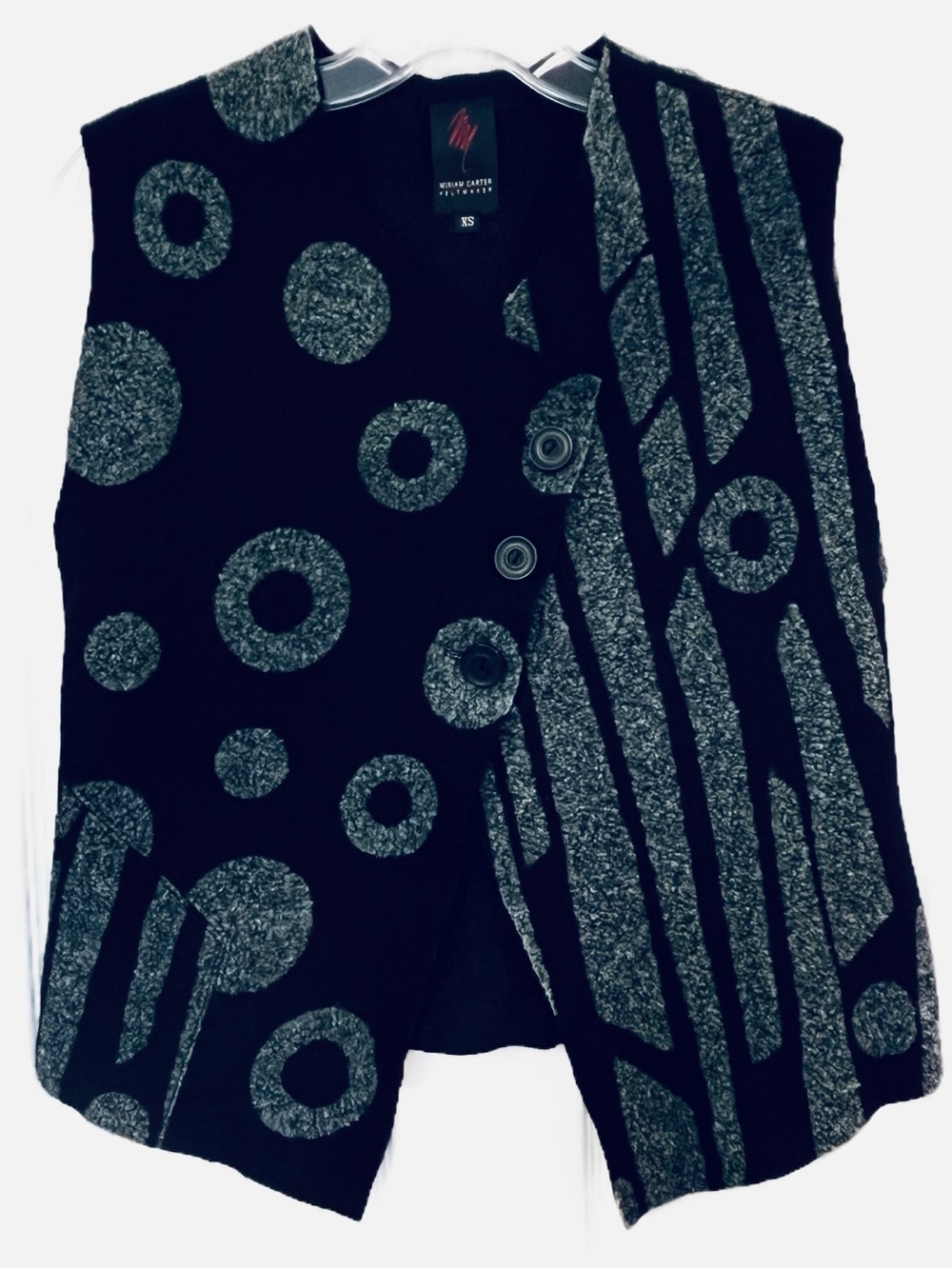 Miriam Carter Artisan Felt-maker Fully Handmade Black & Gray Felt Fabric Vest